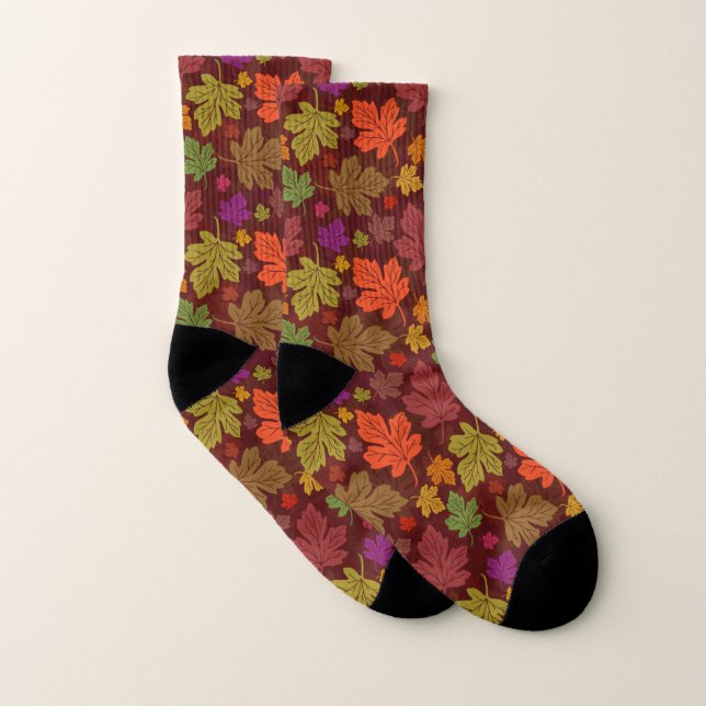 Autumn Leaves Beautiful Fall Maple Leaf Pattern Socks (Pair)