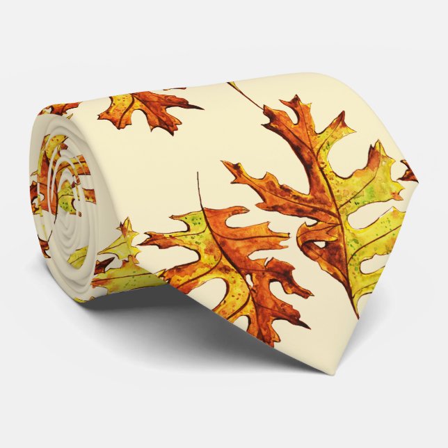 Autumn Leaves Beautiful Nature Watercolor Art Tie (Rolled)