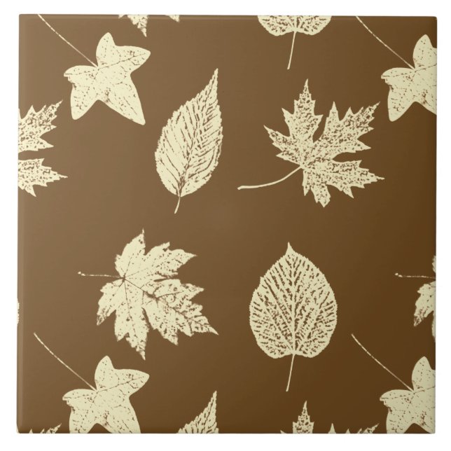 Autumn leaves - beige and chocolate tile (Front)