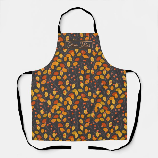 Autumn Leaves & Berries Custom Apron (Front)