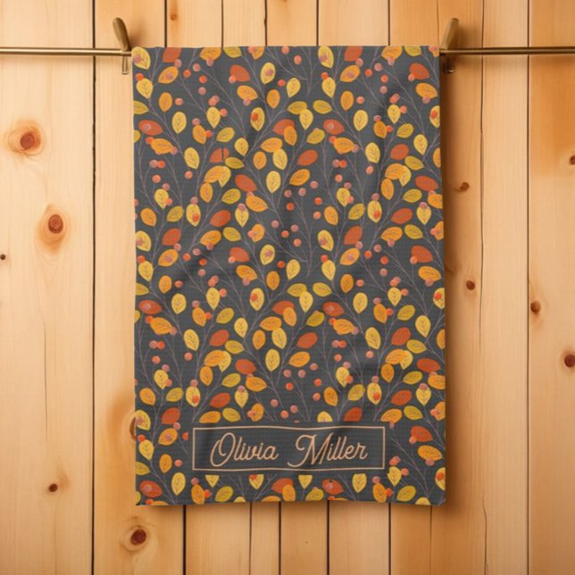 Autumn Leaves & Berries Custom Kitchen Towel (Creator Uploaded)