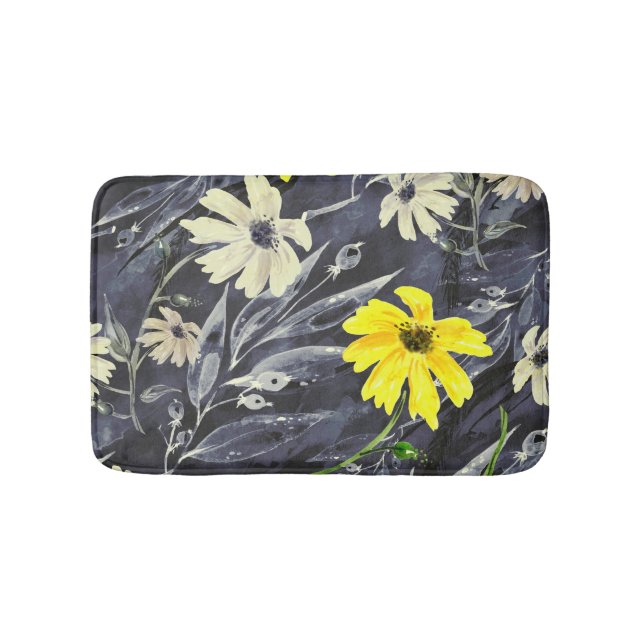 Autumn leaves, berries: watercolor pattern. bath mat (Front)