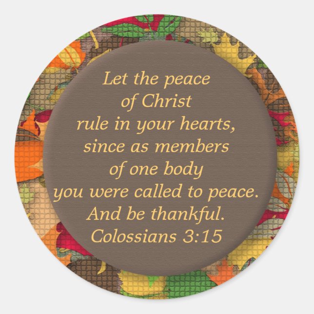 Autumn Leaves Bible Verse-Thankfulness-Sticker Classic Round Sticker (Front)