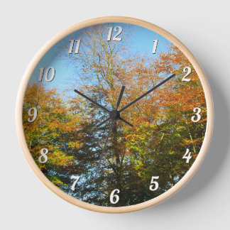 Autumn Leaves & Blue Skies - Custom Round Wall Clock
