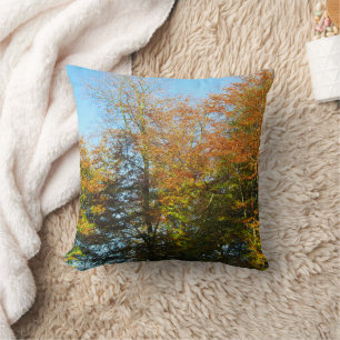 Autumn Leaves & Blue Skies - Personalised Throw Pillow