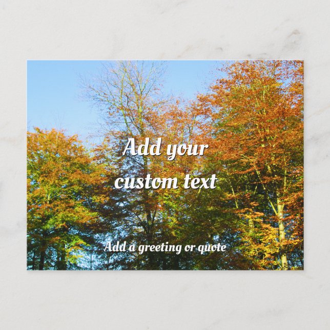 Autumn Leaves & Blue Skies - Personalized Postcard (Front)