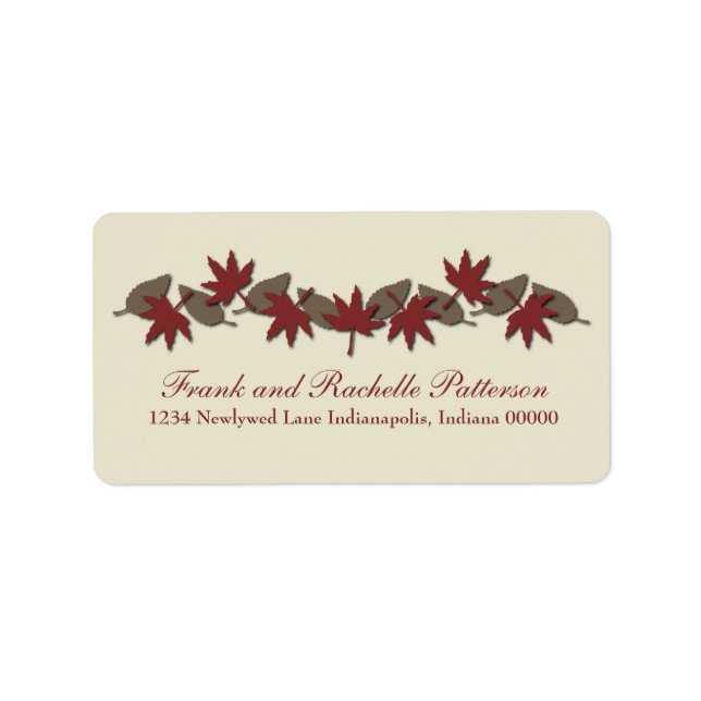 Autumn Leaves Border Address Labels, Red/Brown Label (Front)