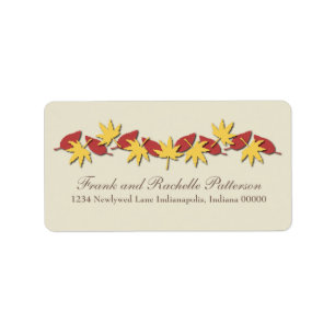 Autumn Leaves Border Address Labels, Yellow/Red Label