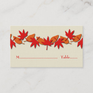 Autumn Leaves Border Place Card, Red/Orange Card