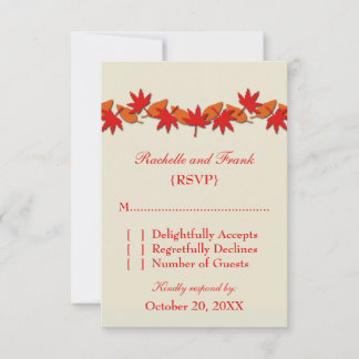 Autumn Leaves Border RSVP Card, Red/Orange Card