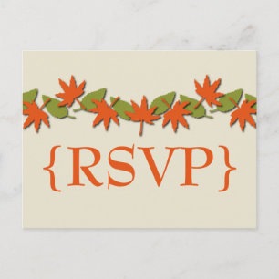 Autumn Leaves Border RSVP Postcard, Orange/Green Invitation Postcard