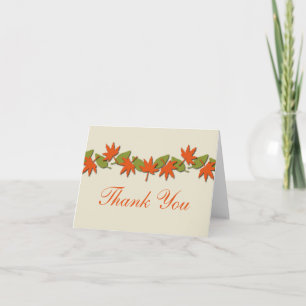Autumn Leaves Border Thank You Card, Orange/Green Card