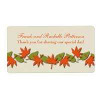 Autumn Leaves Border Wedding Labels, Orange/Green