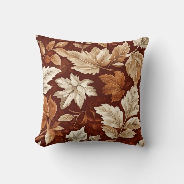 Autumn Leaves Botanical Throw Pillow (Front)
