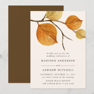 Autumn Leaves Branch Wedding Invitation