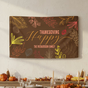 Autumn Leaves Branches and Berries Thanksgiving Banner