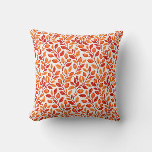 Autumn Leaves Branches Botanical Pattern Throw Pillow