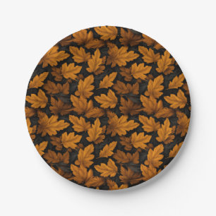 Autumn Leaves Brown And Orange Foliage  Paper Plate