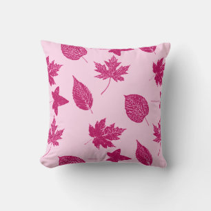 Autumn leaves - burgundy and shell pink throw pillow