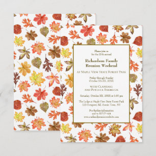 Autumn Leaves Camping Family Reunion Jamboree BBQ Invitation