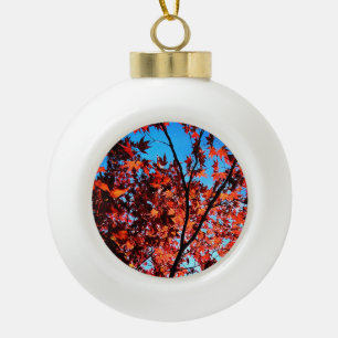 Autumn leaves ceramic ball christmas ornament