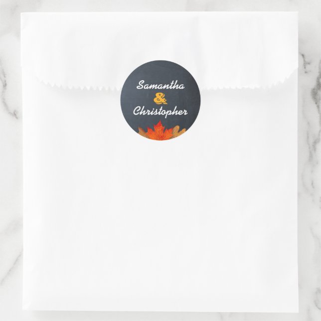 Autumn Leaves Chalkboard Personalized Stickers (Bag)