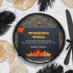 Autumn Leaves Chalkboard Wedding Wishing Well Enclosure Card