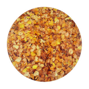 Autumn Leaves Circular Glass Chopping Board