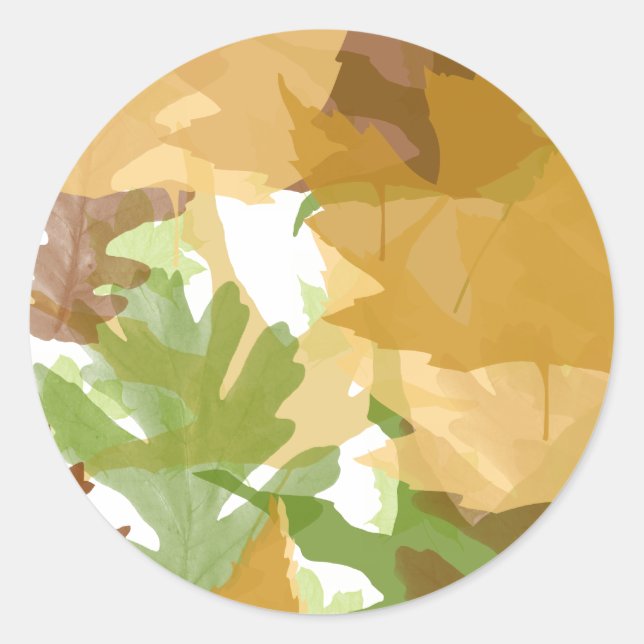 Autumn Leaves Classic Round Sticker (Front)