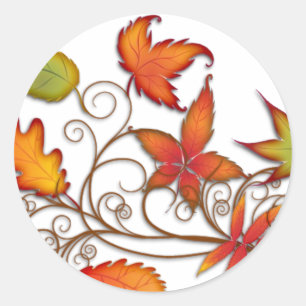Autumn Leaves Classic Round Sticker
