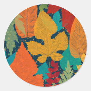 Autumn leaves classic round sticker