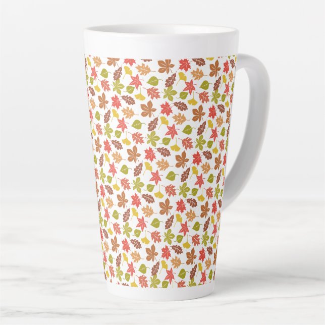 Autumn Leaves Colourful Pattern Latte Mug (Right Angle)