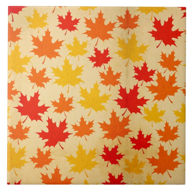 Autumn Leaves Colourful Pattern Tile (Front)