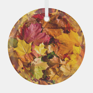 Autumn Leaves: Colourful Seamless Array. Glass Ornament