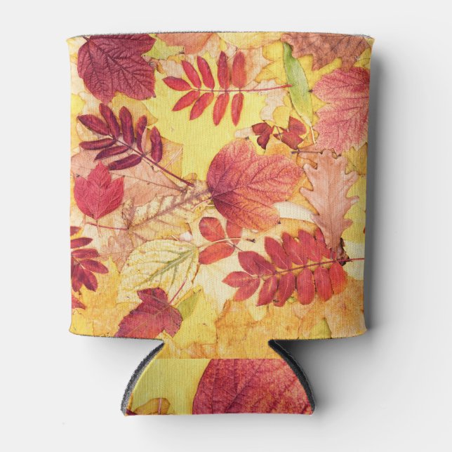 Autumn leaves: colourful tree pattern. can cooler (Front)