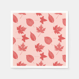 Autumn leaves - coral orange and pink napkin