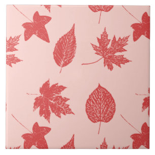 Autumn leaves - coral orange and pink tile