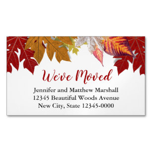 Autumn Leaves Custom Moving Announcement Magnetic Business Card