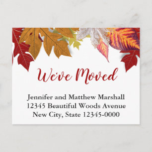 Autumn Leaves Custom Moving Announcement Postcard