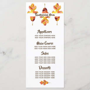Autumn Leaves Customized Thanksgiving Dinner Menu