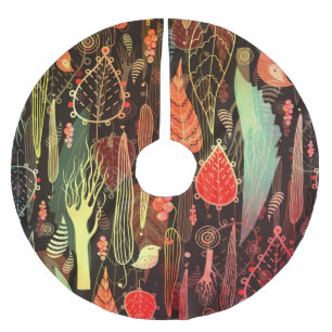 Autumn leaves: dark seamless pattern. brushed polyester tree skirt