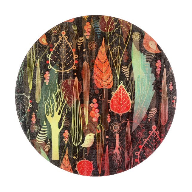Autumn leaves: dark seamless pattern. cutting board (Front)