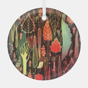 Autumn leaves: dark seamless pattern. glass ornament