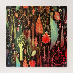 Autumn leaves: dark seamless pattern. jigsaw puzzle