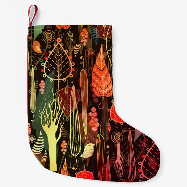 Autumn leaves: dark seamless pattern. small christmas stocking (Front)