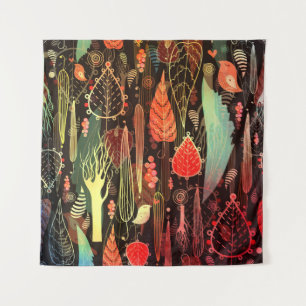 Autumn leaves: dark seamless pattern. tapestry
