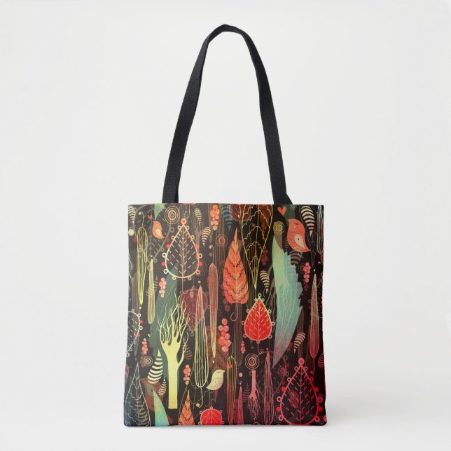 Autumn leaves: dark seamless pattern. tote bag (Front)