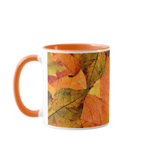 Autumn Leaves Decorated Mug For Hot Drinks.