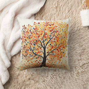 Autumn Leaves Decorative Tree Throw Pillow