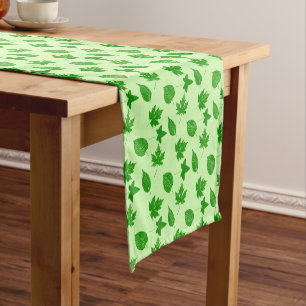 Autumn leaves - emerald and lime green short table runner